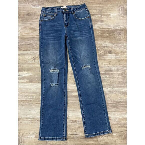 Vestique Straight Leg Stretch Jeans Distressed Women’s Sz Small - Picture 1 of 5